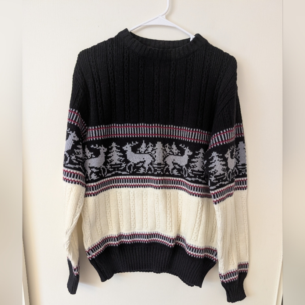 Classic Black and Cream Crewneck Sweater